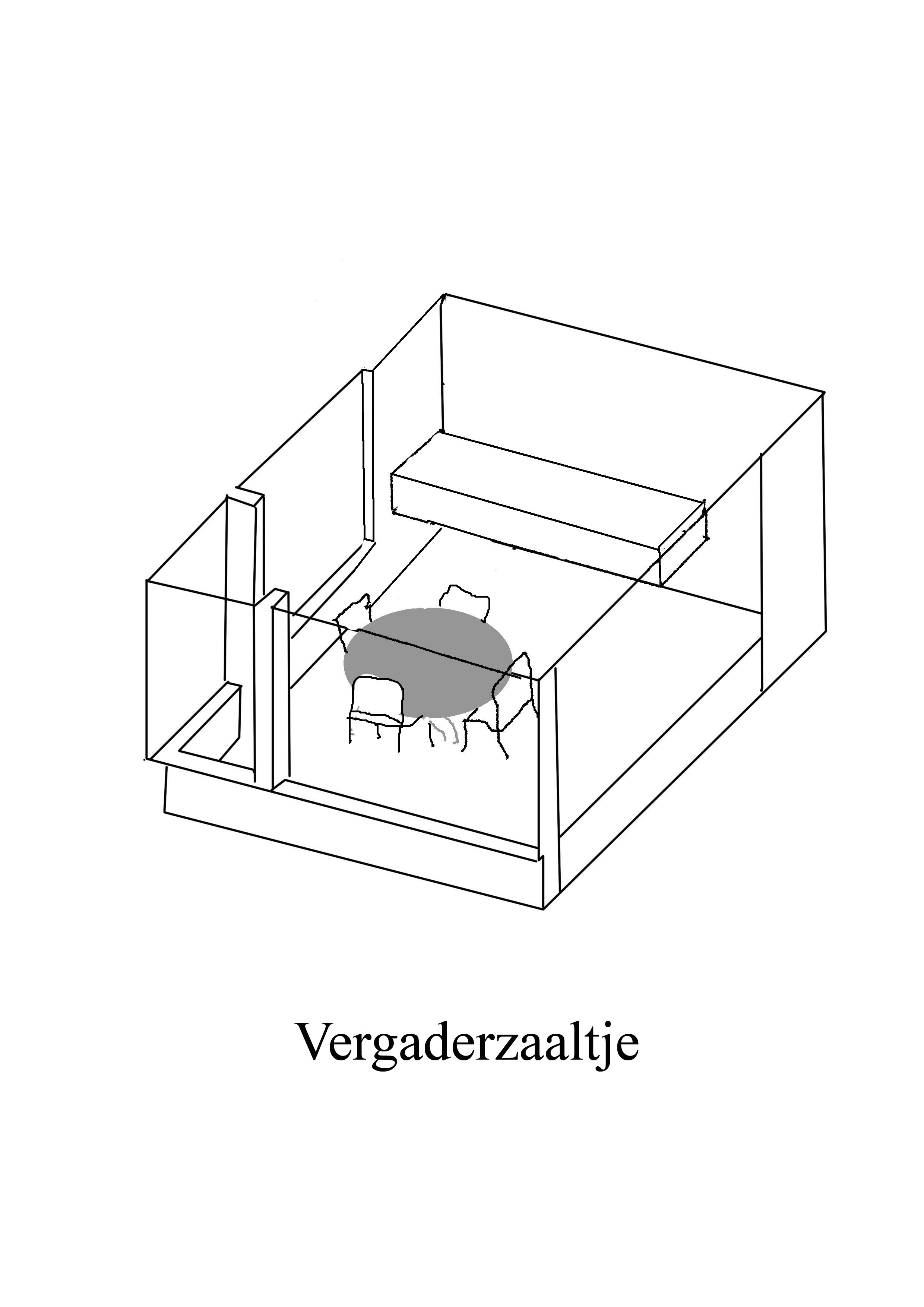 3D teklening Studio als vergaderzaal flevoziekenomroep 1991